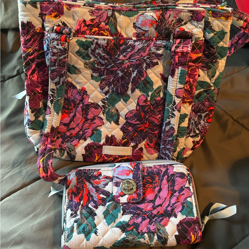 Vera Bradley triple compartment bag and wallet